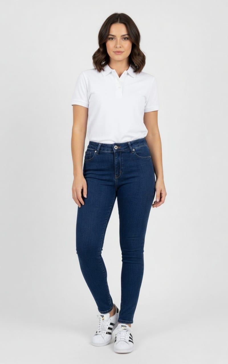 Ženske farmerice od teksasa Ženske farmerice od teksasa, slika modela sa prednje strane