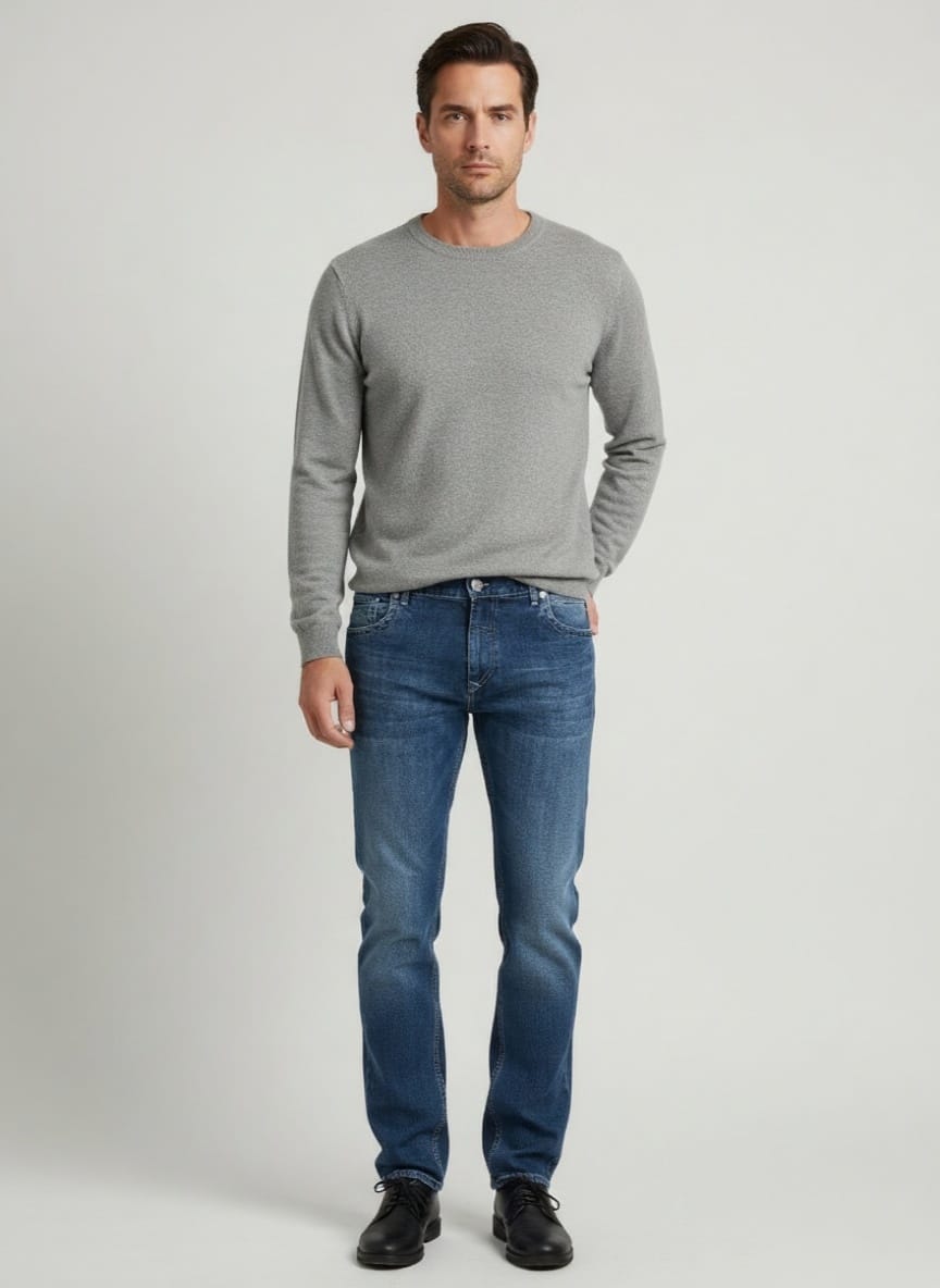 Slika muskih farmerica bez elastina regular fit