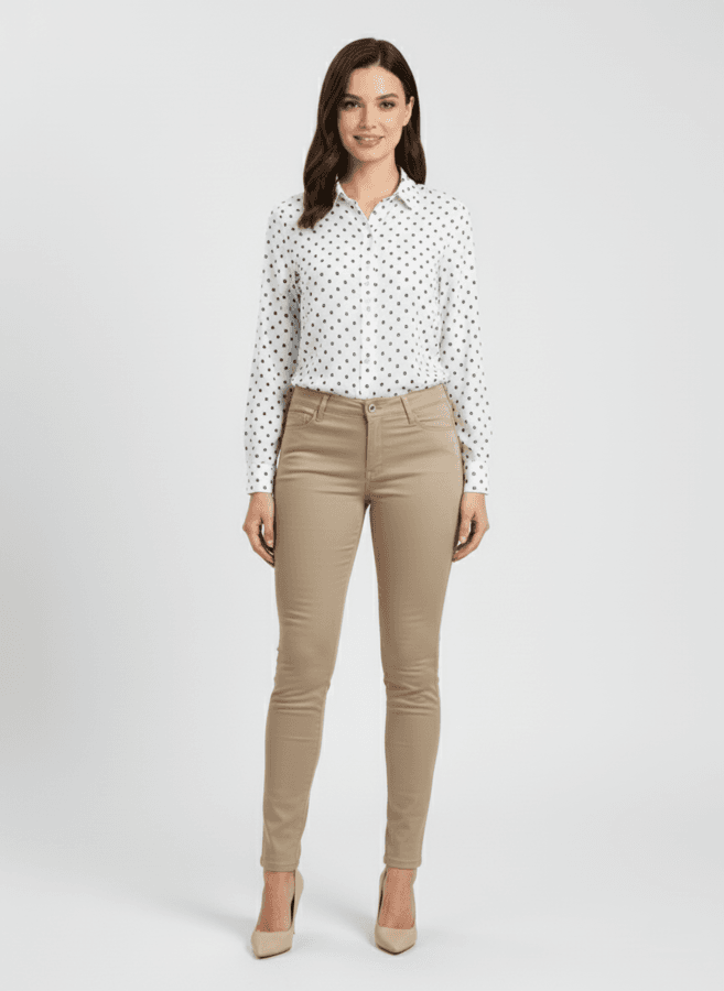 Ženske bež pantalone od kepera Ženske bež pantalone od kepera na manakenki