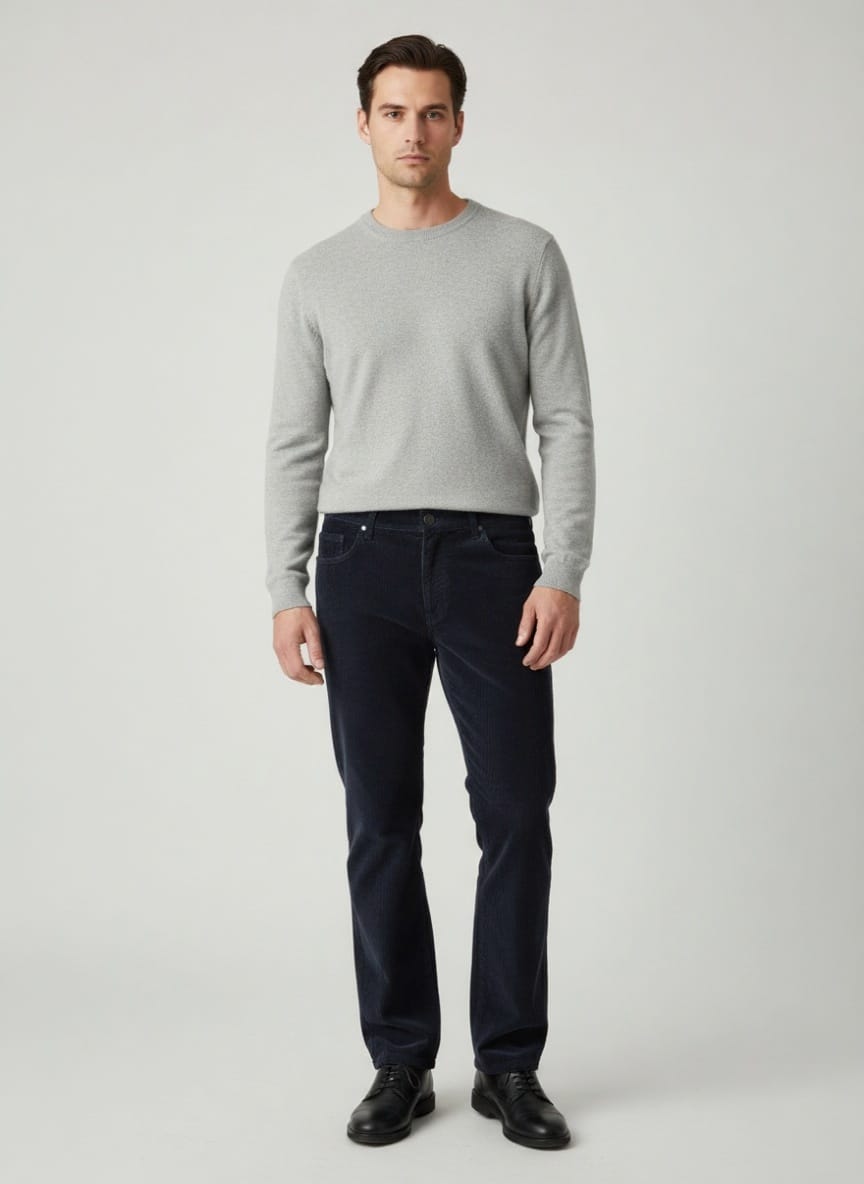 Muške pantalone od somota Muške teget pantalone od somota, slika na modelu