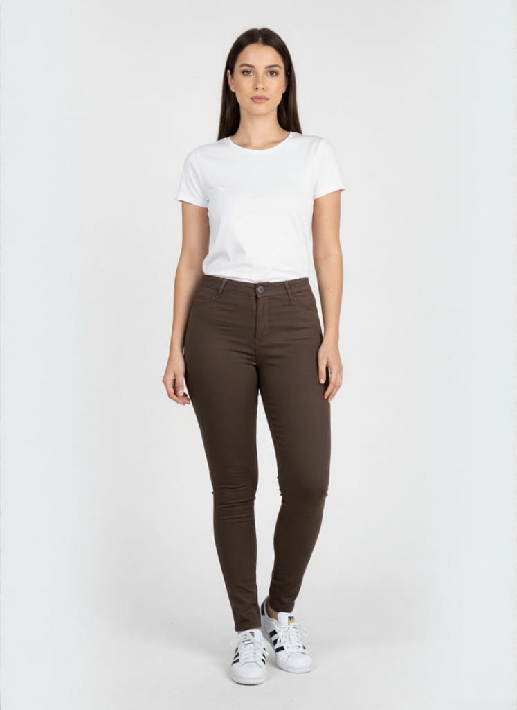 188 30 Braon ženske pantalone od kepera, slika na modelu