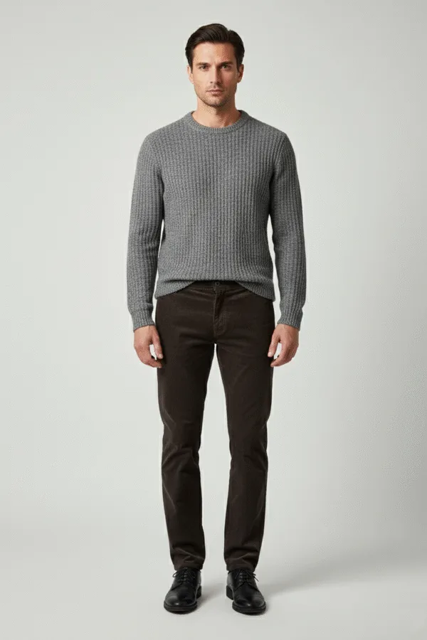 Elegantna braon muška pantalona od somota, slika na manakenu Elegantna braon muška pantalona od somota, slika na manakenu