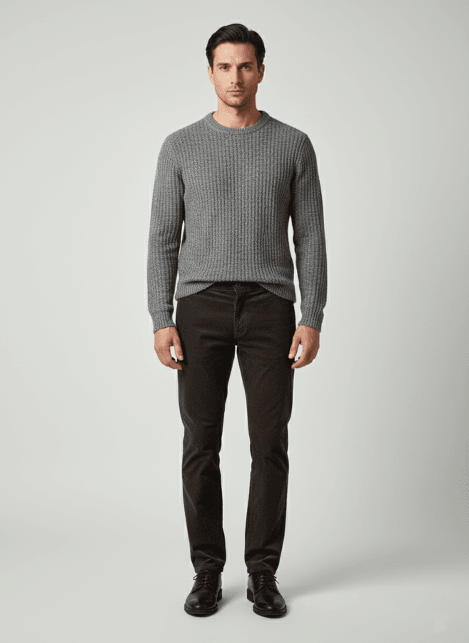 Elegantna braon muška pantalona od somota, slika na manakenu Elegantna braon muška pantalona od somota, slika na manakenu