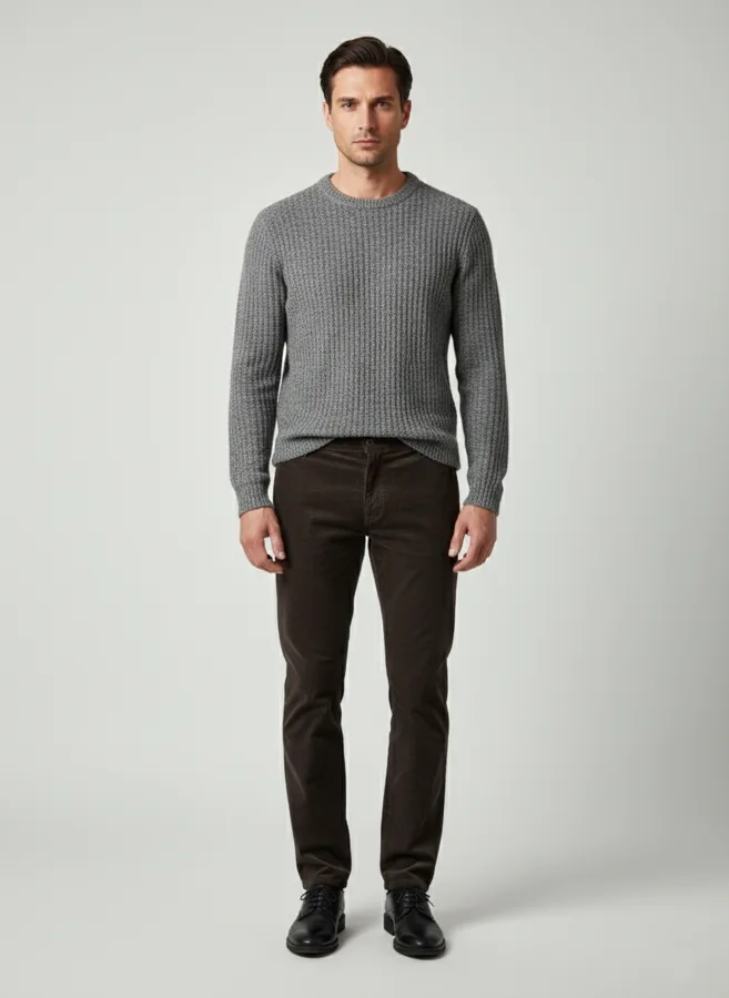 Elegantna braon muška pantalona od somota, slika na manakenu Elegantna braon muška pantalona od somota, slika na manakenu