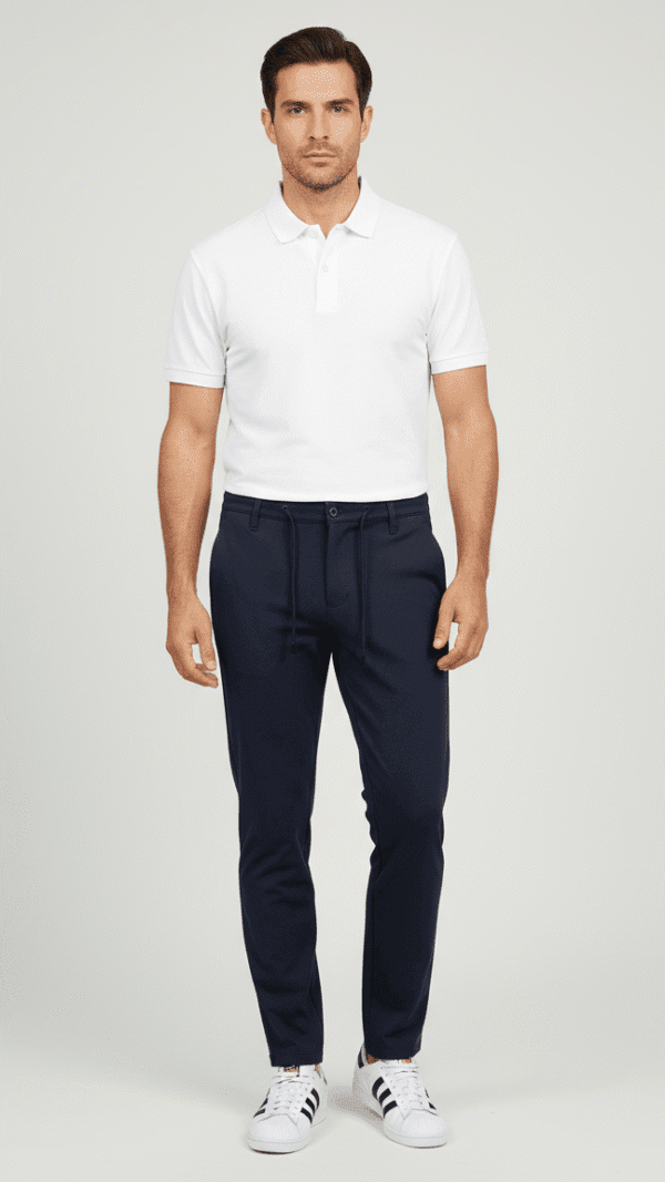 Muške rastegljive pantalone sa učkurom, slika na muškarcu