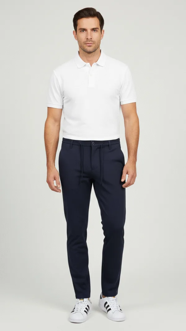 Muške rastegljive pantalone sa učkurom, slika na muškarcu