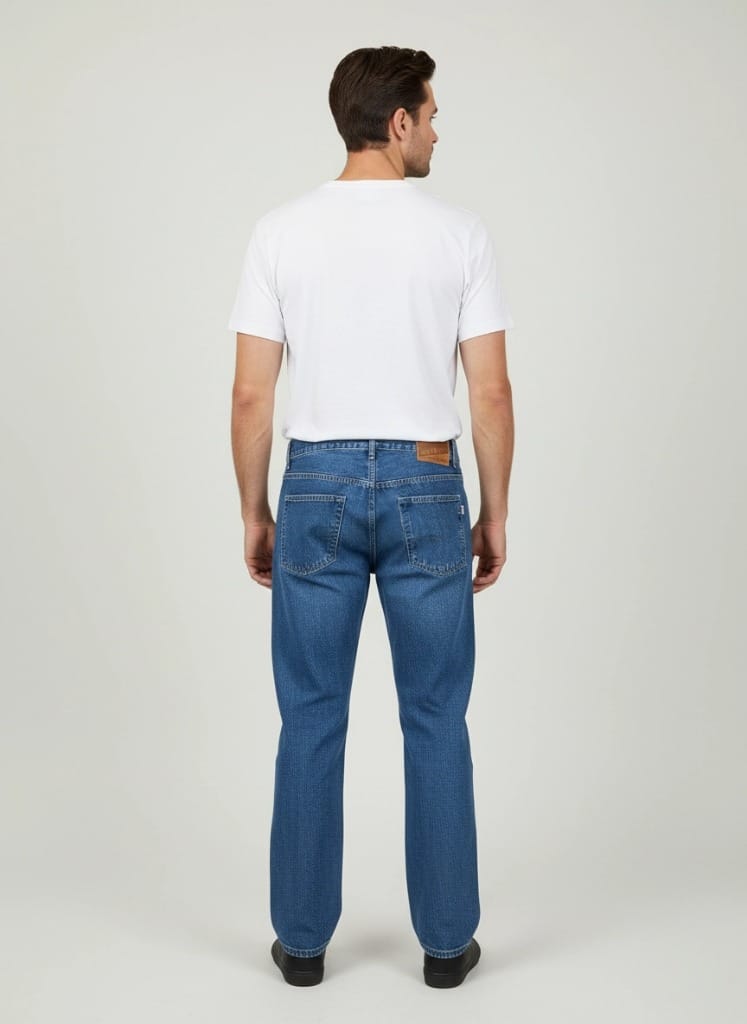 Muške farkerke klasik bez elastina Muške klasik farmerke ne modelu, sa zadnje strane slikano