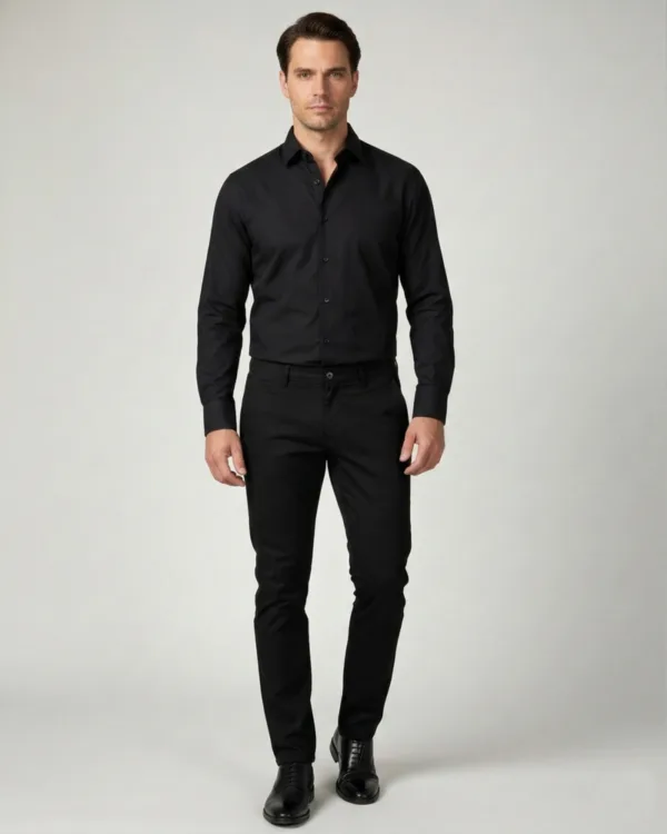Elegantna crna muška košulja – Blago strukirana – Easy Care
