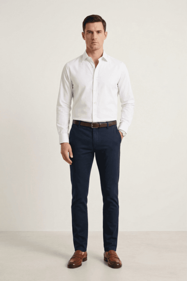 Elegantna bela muška košulja – Blago strukirana – Easy Care