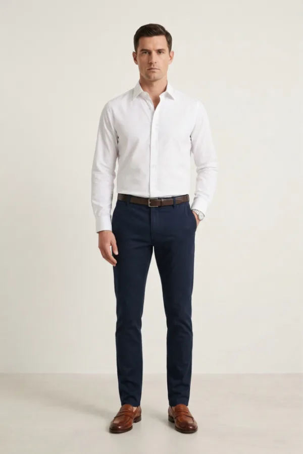 Elegantna bela muška košulja – Blago strukirana – Easy Care